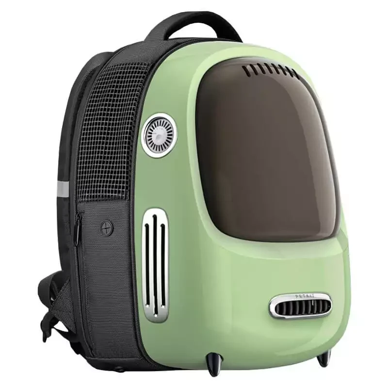 Detal transportera Petkit Breezy2 – przycisk sterowania wentylacją i oświetleniem LED