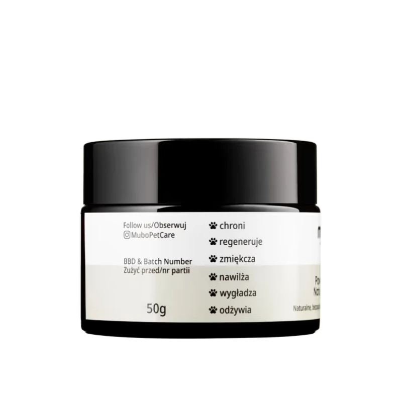 balsam mubo do łap i nosa psa i kota 50 g - etykieta