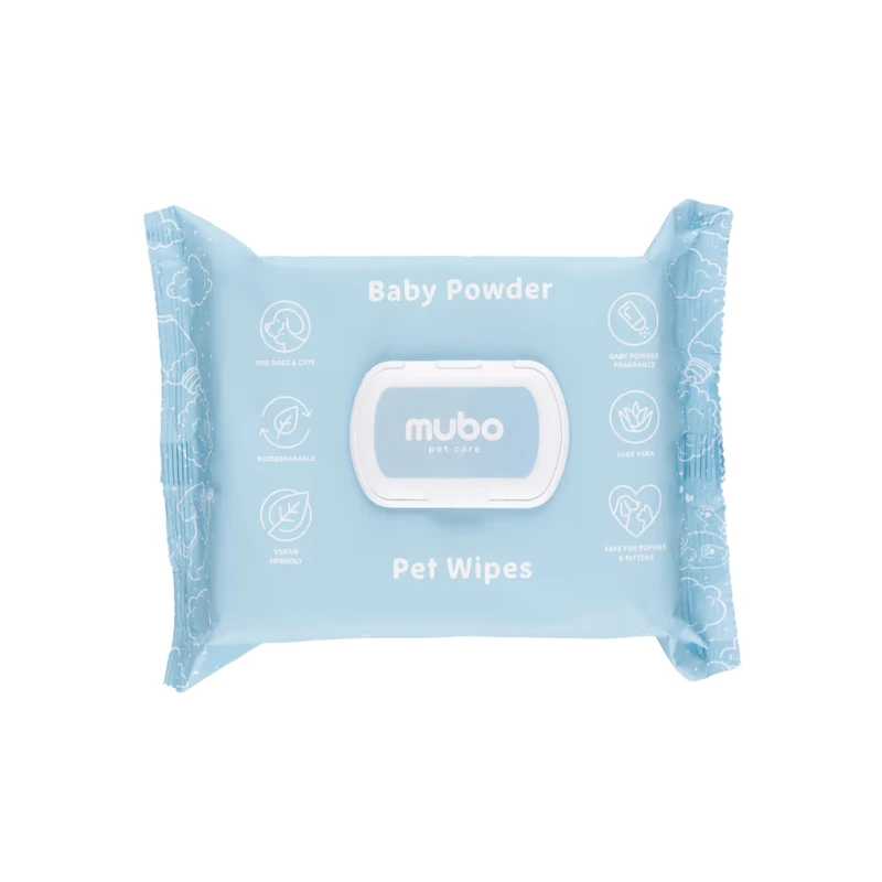 chusteczki nawilżane dla psa i kota Mubo Baby Powder 100 szt
